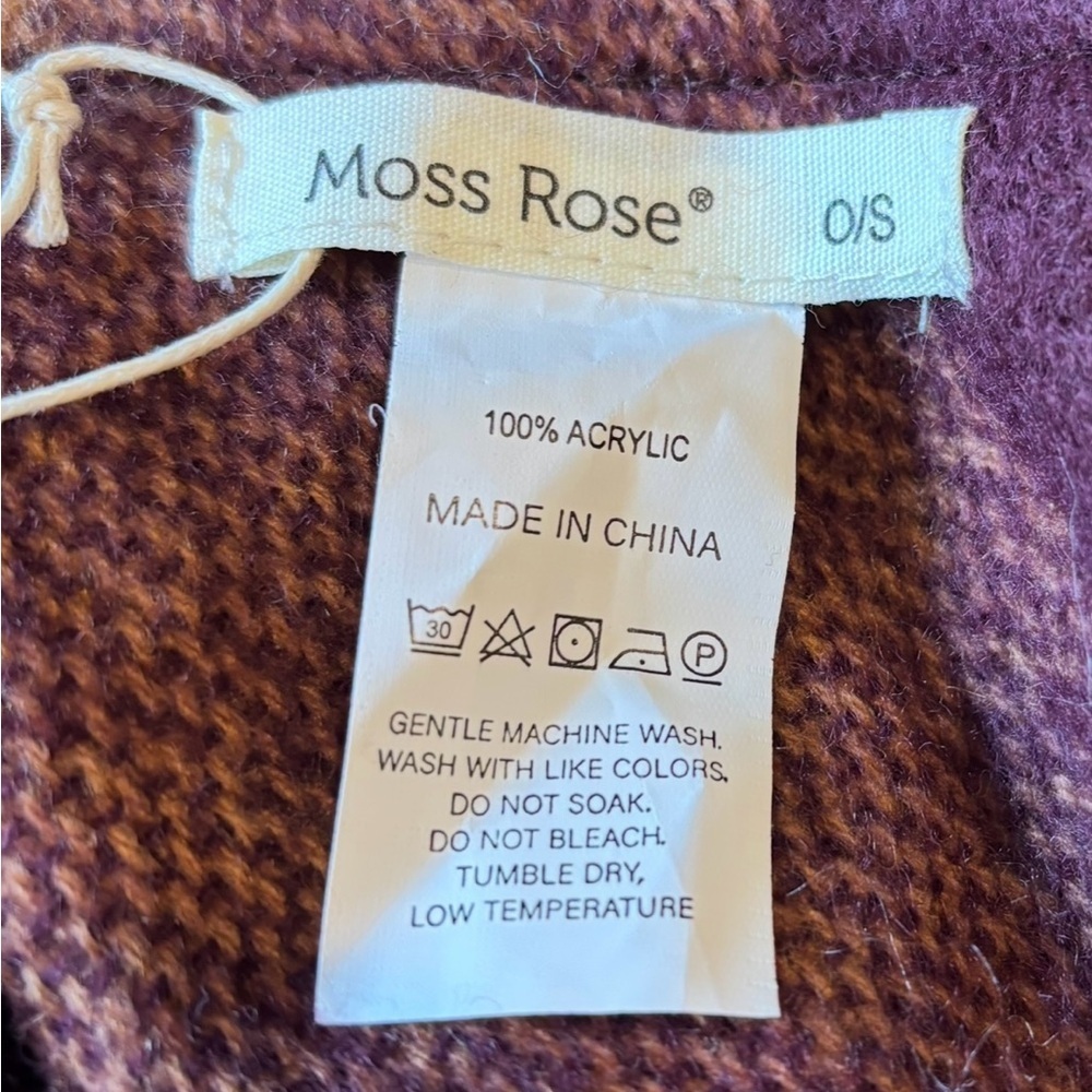 NWT Moss Rose Brown, Tan, and Gold Poncho with Frayed Ends - Picture 5 of 10